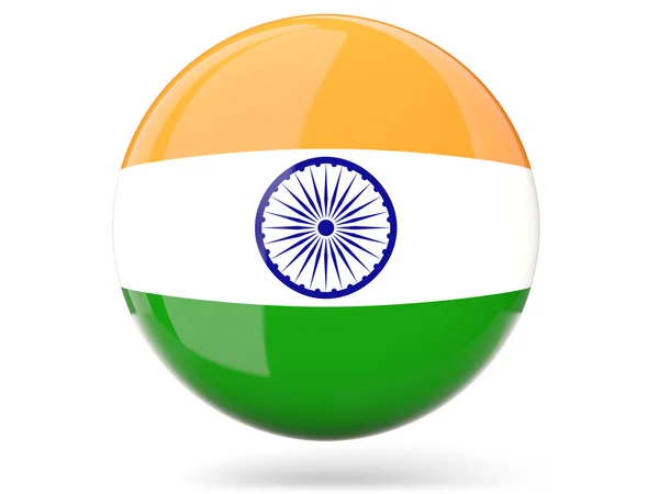 Ícone redondo com bandeira da Índia — Fotografia de Stock
