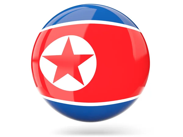 Icono redondo con bandera de Corea del Norte —  Fotos de Stock