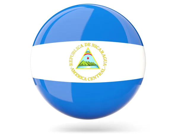 Nikaragua bayrağı ile yuvarlak simge — Stok fotoğraf