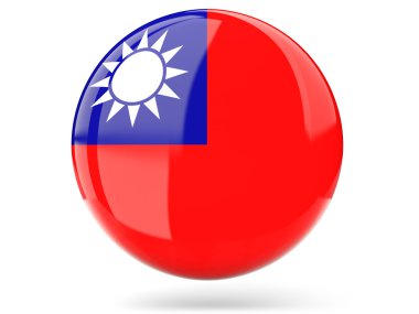 Круглая иконка с флагом Республики Китай изолирован на белом