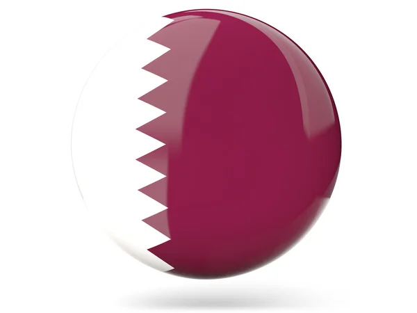 Runde Ikone mit Fahne von Katar — Stockfoto