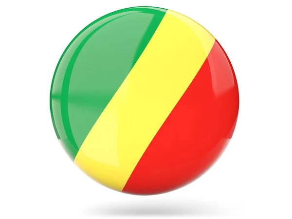 Ícone redondo com bandeira da república do congo — Fotografia de Stock
