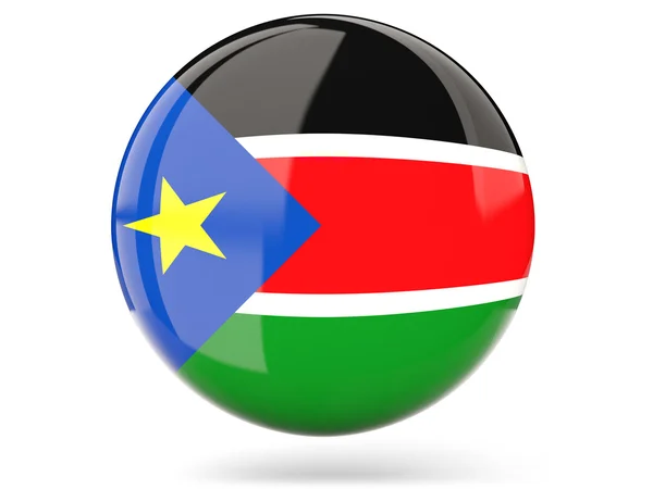 Icona rotonda con bandiera del Sud Sudan — Foto Stock