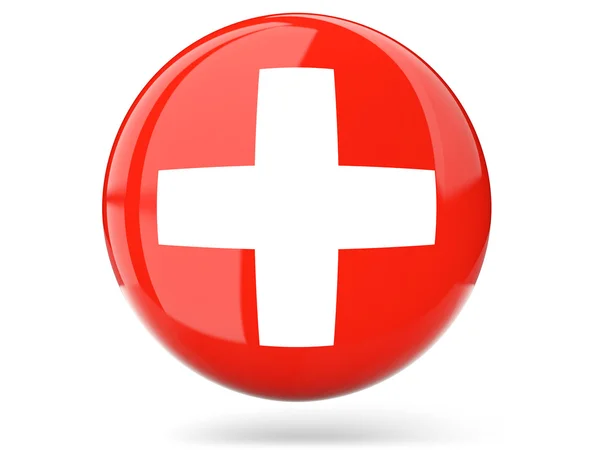 Icono redondo con bandera de Suiza — Foto de Stock