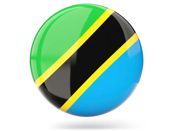 Runde Ikone mit Flagge von Tansania — Stockfoto