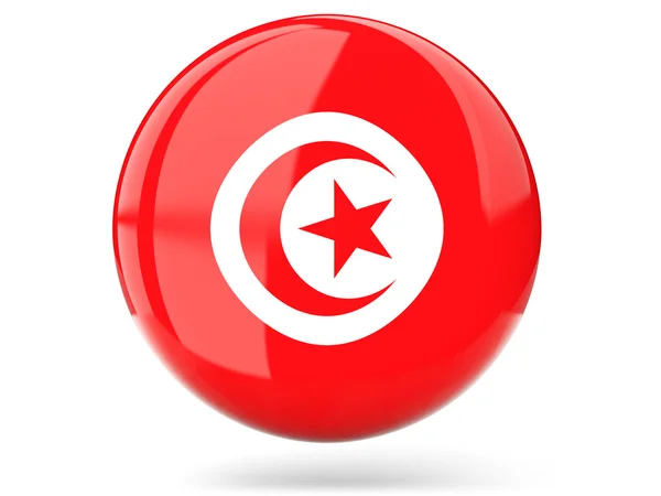 Runda ikonen med flagga Tunisien — Stockfoto