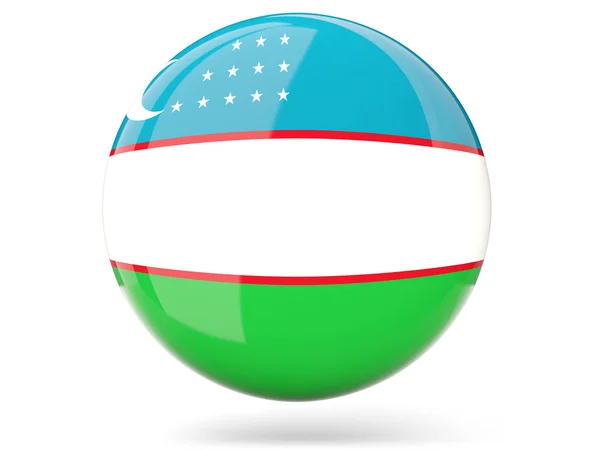 Icona rotonda con la bandiera di uzbekistan — Foto Stock