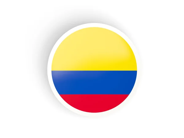 Ronde sticker met vlag van colombia — Stockfoto