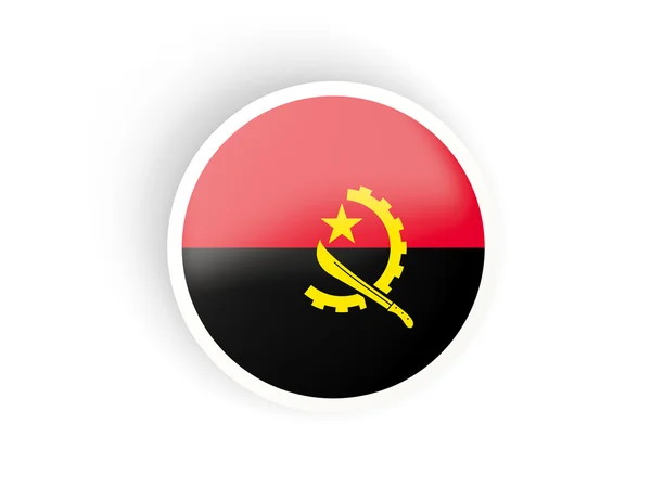 Rund klistermärke med flagga Angolas — Stockfoto