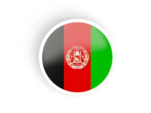 Round sticker with flag of afghanistan — Stock Photo, Image