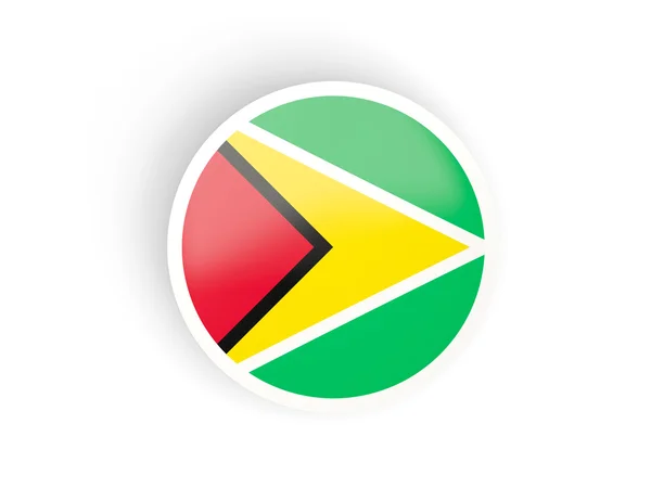 Adesivo redondo com bandeira da Guiana — Fotografia de Stock