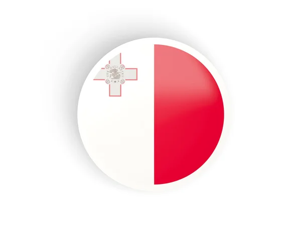 Στρογγυλό αυτοκόλλητο με τη σημαία της Μάλτας — Φωτογραφία Αρχείου