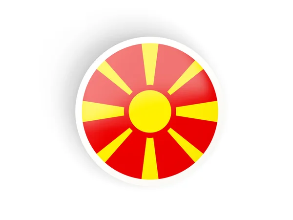 Kulatá samolepka s vlajka Makedonie — Stock fotografie