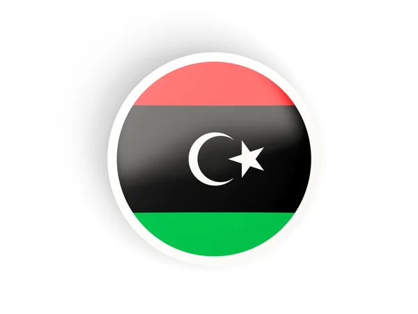 Pegatina redonda con bandera de libya — Foto de Stock