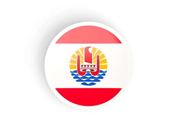 Round sticker with flag of french polynesia — Stock Photo, Image