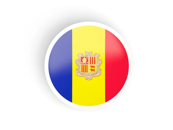 Round sticker with flag of andorra — Stock Photo, Image