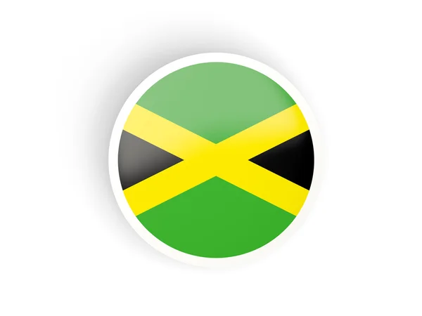 Adesivo redondo com bandeira de jamaica — Fotografia de Stock