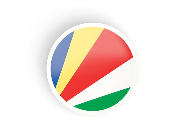 Pegatina redonda con bandera de seychelles — Foto de Stock