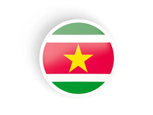 Adesivo redondo com bandeira de suriname — Fotografia de Stock