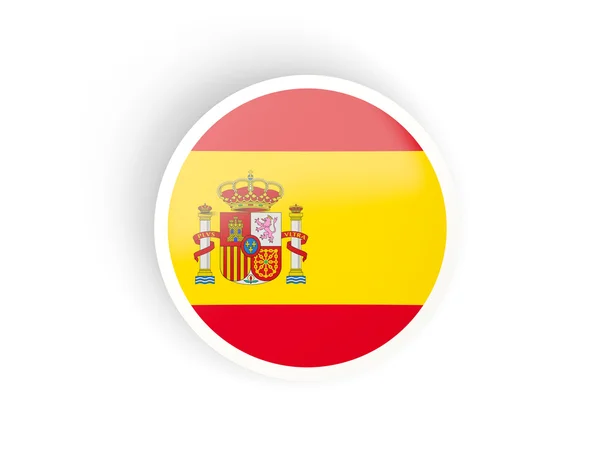 Στρογγυλό αυτοκόλλητο με τη σημαία της Ισπανίας — Φωτογραφία Αρχείου
