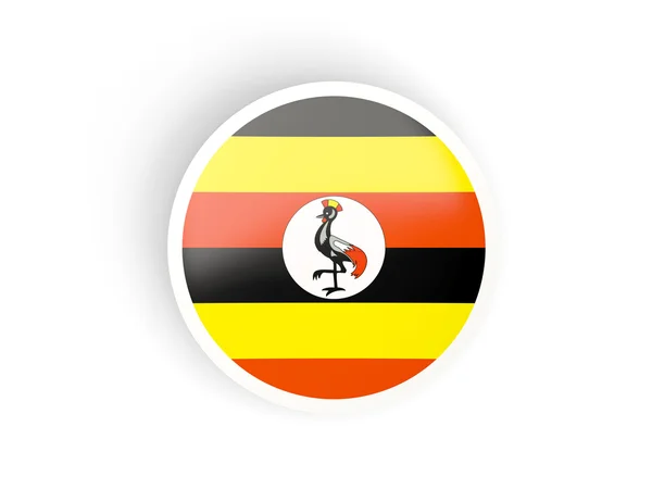Rund klistermärke med flagga i uganda — Stockfoto