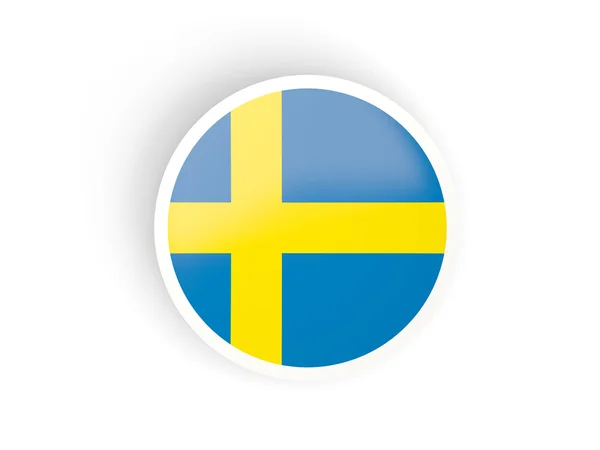 Adesivo redondo com bandeira da Suécia — Fotografia de Stock