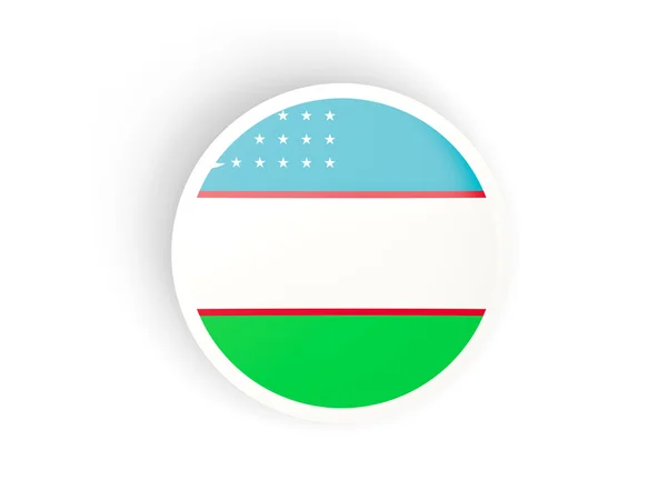 Кругла наліпка з прапором Узбекистану — стокове фото