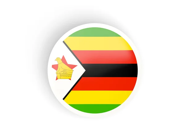 Round sticker with flag of zimbabwe — Stock Photo, Image