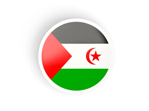 Adesivo rotondo con la bandiera del sahara occidentale — Foto Stock