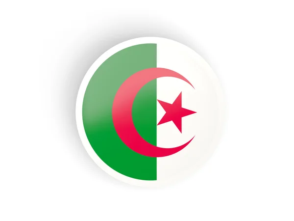 Autocollant rond avec drapeau d'algérie — Photo