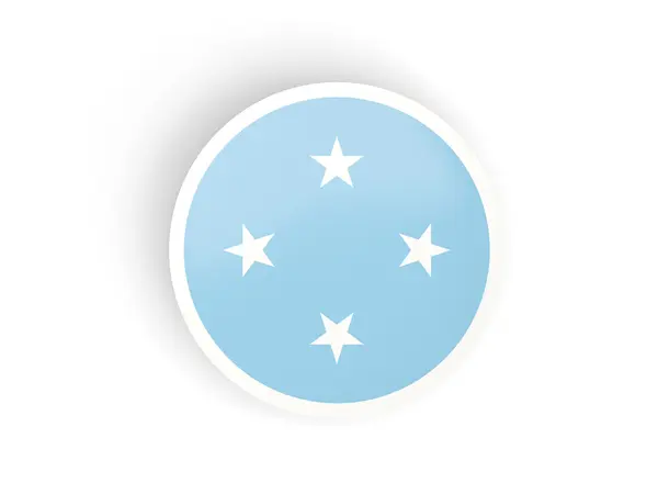 与密克罗尼西亚国旗圆形贴纸 — 图库照片