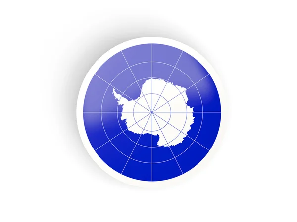 Rund klistermärke med flagga i Antarktis — Stockfoto
