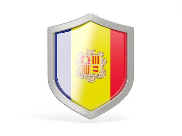 Ícone de escudo com bandeira de andorra — Fotografia de Stock