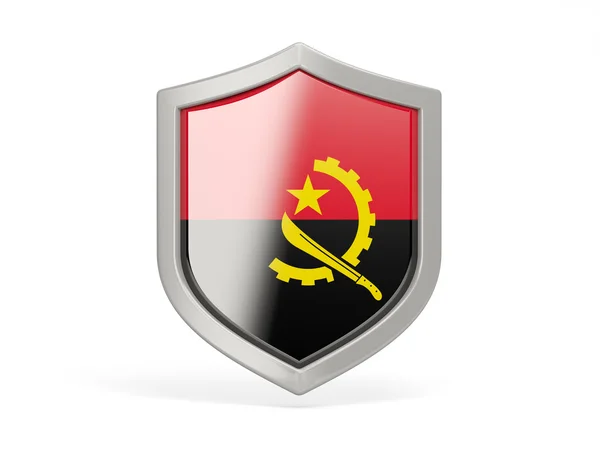 Ícone de escudo com bandeira de angola — Fotografia de Stock