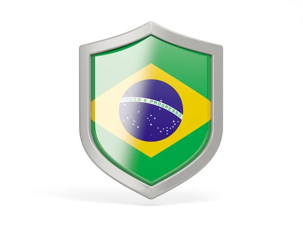 Shield icon with flag of brazil — Stock Photo, Image