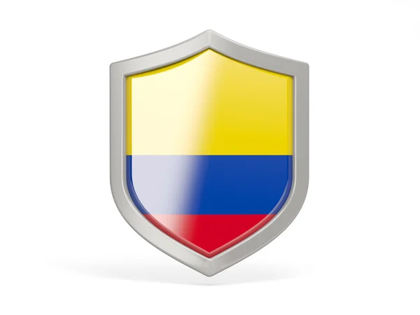 Значок щита с флагом Колумбии — стоковое фото