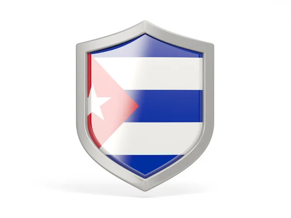 Ikonen med säkerhetssköld med flagga Kuba — Stockfoto