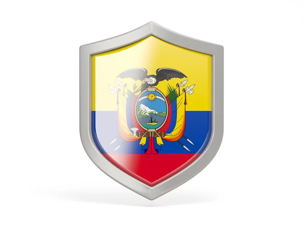 Ícone de escudo com a bandeira do Equador — Fotografia de Stock
