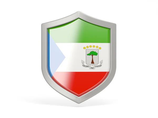 Icône du bouclier avec drapeau de la Guinée équatoriale — Photo