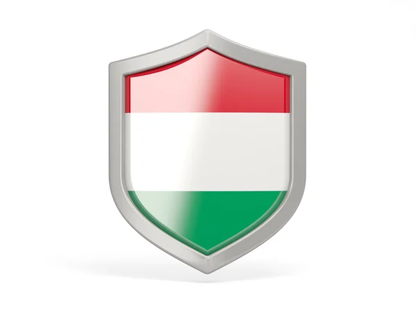 Значок щита с флагом Венгрии — стоковое фото