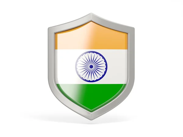 Ícone de escudo com bandeira da Índia — Fotografia de Stock