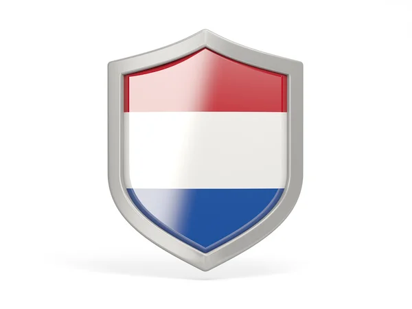 Pictogram van het schild met vlag van Nederland — Stockfoto