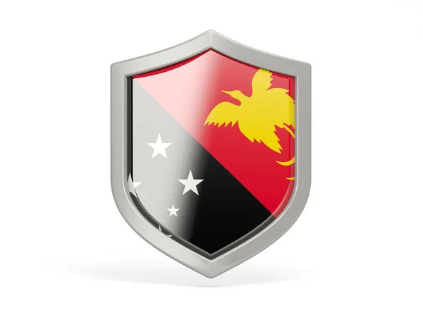 Ikonen med säkerhetssköld med papua nya Guineas flagga — Stockfoto