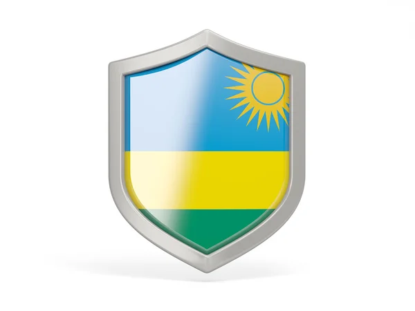 Ikonen med säkerhetssköld med flagga av rwanda — Stockfoto