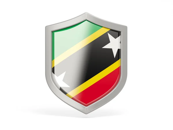 Shield icon with flag of saint kitts and nevis — Stock Photo, Image