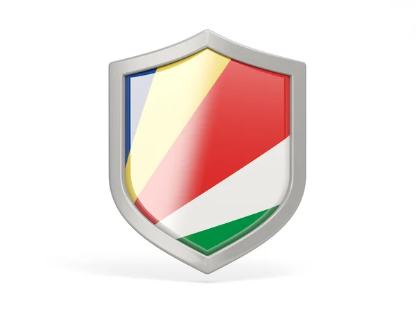 Shield icon with flag of seychelles — Stock Photo, Image