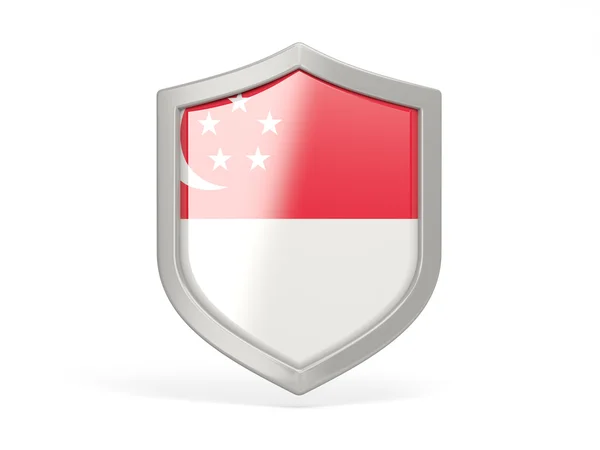 Shield icon with flag of singapore — Stock Photo, Image