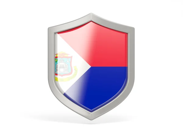 Shield icon with flag of sint maarten — Stock Photo, Image