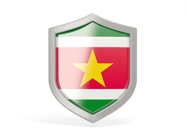 Icono de escudo con bandera de surinam —  Fotos de Stock