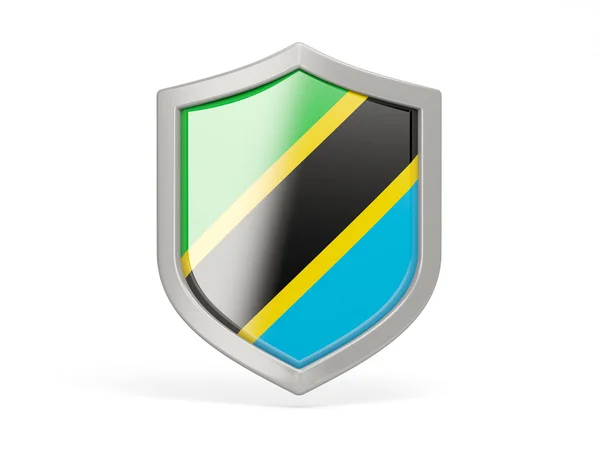 Значок щита с флагом Танзании — стоковое фото